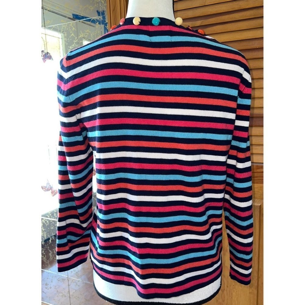 Ruby Rd Striped Beaded Striped Cardigan — Small - Picture 4 of 9